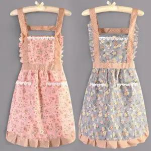 플라워 린넨앞치마 방수 주방앞치마 어린이집앞치마