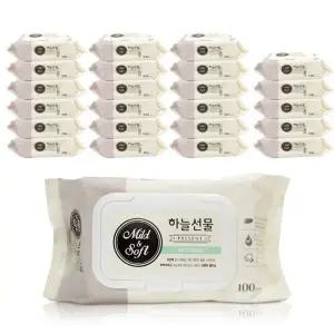 ( )하늘선물 물티슈 캡형100매 x1박스(24개) 휴대형 아기