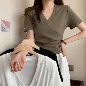 브이넥 반팔 티셔츠 여성 기본 무지티 데일리 면티