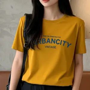 여성 여름 레터링 반팔 티셔츠 라운드 프린팅 반팔티 예쁜티 이너 셔츠 폴리 여성 레터링 프린팅 데일리