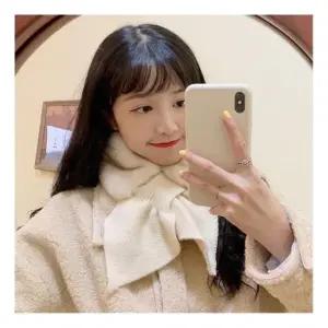 목도리 밍크 리본 퍼 울 머플러 여자 선물 쁘띠 니트