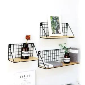 다용도 무타공 네트 우드 철제 벽걸이 미니선반 우드선반 벽선반 철제벽선반 원목선반