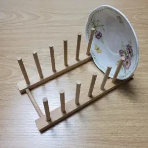 대나무 접시거치대 원목접시꽂이 접시정리대 접시거치대 원목접시꽂이 원목책꽂이