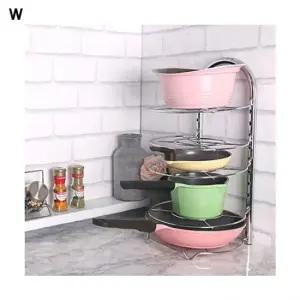 크롬도금 후라이팬 냄비정리랙 5단 후라이팬정리대 스틸후라이팬정리대 주방수납