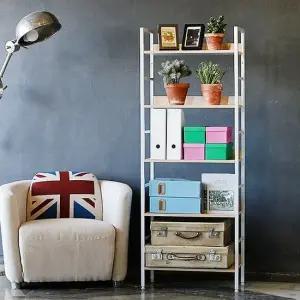 책장선반 5단 화이트 오픈 디자인 틈새책꽂이 조립 벽 거실책장 전면책장 철재책장