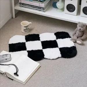 [콩심팥심]미니 체커보드 러그 패턴 체크 러그 디자인 카페트 주방