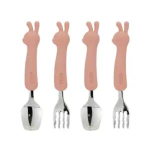 에디슨 유아 스푼 포크 스텐 실리콘 이유식 준비 토끼 BNS