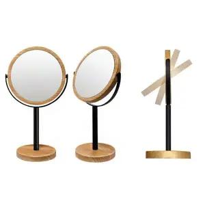 우드프레임 블랙기둥 회전 탁상거울 다용도거울 메이크업거울