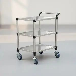 스테인리스 3단 이동식 웨건 대형 미용실 병원 업소용 트레이 카트