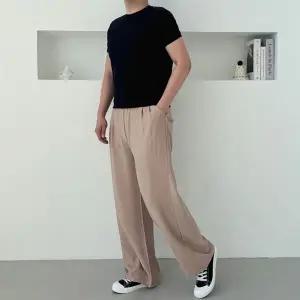 3컬러 남녀공용 봄 여름 린넨팬츠 투턱 와이드 롱팬츠 (HSJ-WFJ9J0I)