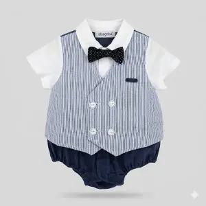 [압소바](광주신세계)(26년 S/S 출산,백일선물) 드류 반소 바디슈트(네이비)//A1310636