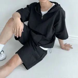 남성 여름 아노락 세트 남자 셋업 반팔후드 반집업 (HSJ-WF687B5)
