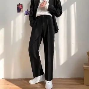 남성 댄디 블랙 세미와이드 슬랙스 정장바지 (HSJ-WFI9LZT)