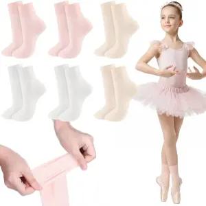 잔머시 6쌍의 소녀용 댄스 발레 양말 얇은 나일론 시어 뒤꿈치 없는 부드러운 원단 매끄러운 디자인