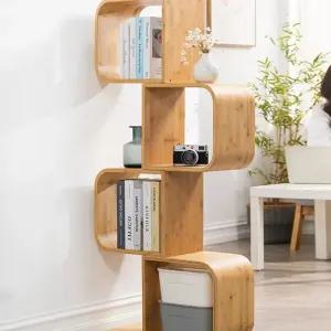 인테리어 원목 책장 대나무 북타워 낮은 책꽂이 진열 소품 북선반