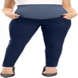 포쉬글램 여성 임산부 바지 캐주얼 워크 풀온 스트레치 편안한 스키니 임신 주머니 포함