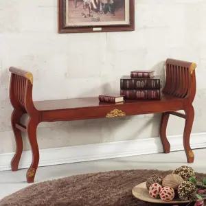 유럽풍 엔틱 금색 문양 2인용 벤치 체어의자 / 거실 현관 형 예쁜 평 벤취