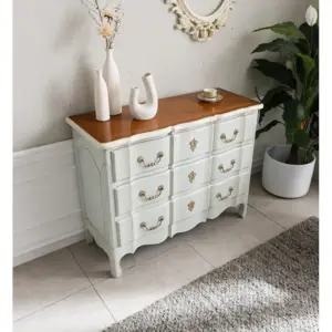 빈티지컬러 영국 엔틱 원목 3단 장식 서랍장(104cm) 틈새 나무 모던 정리함