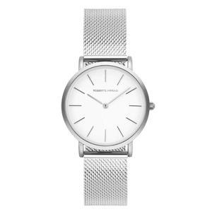 로베르토 마리노 RM1611 여성 u2019 메시 워치 u2013 실버 스테인리스 스틸 3ATM 흰색 화이트 다이얼