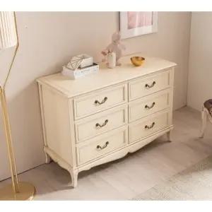 미드센츄리 빈티지엔틱 화이트 와이드 3단 양서랍장 / 침대 수납 거실 틈새