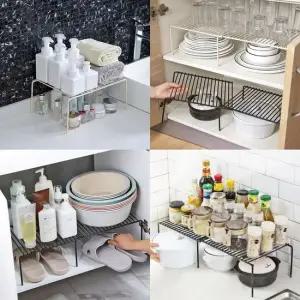 길이조절 미니선반 주방정리 욕실정리 신발정리대 그룻정리대 접시선반 냄비선반