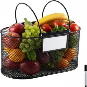 금속 정원 수확 바구니 손잡이가 달린 메시 와이어 피크닉 액세서리 채소 과일 달걀 주방용