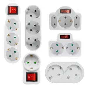 EU 연장 소켓 ON/OFF 스위치 16A 250V 표준 플러그 어댑터 변환 독일 1구 2구/1구 3구 AC 콘센트