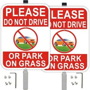 잔디 표지판에는 36인치 금속 말뚝이 있는 2팩 주차 금지 녹슬지 않은 알루미늄 야드 10인치 x 14인치
