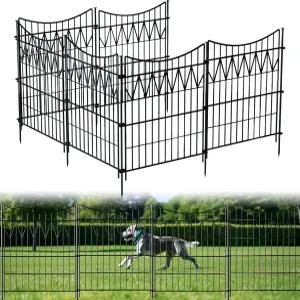 6 패널 정원 울타리 동물 장벽 32인치(H)×13.5피트 L 녹슬지 않는 금속 노 디그 펜스 재사용 가능한 장식