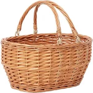 손잡이가 달린 위커 피크닉 바구니 킹윌로우 (큰 주황색 빨간색)