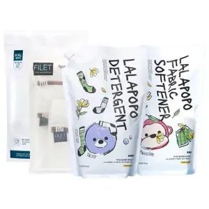 케이맘 랄라포포 완벽 빨래가이드패키지 프레시모닝향&자작나무향 세제리필+유연제리필+세탁망3종+특대형5P