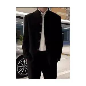 남자정장자켓 패드 정장 코트 약혼 블랙 차이나 재킷 봄가을 상의 ible3