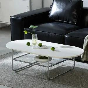 인터데코 감각적인 화이트 스틸 쇼파테이블 120cm (타원)TP1115