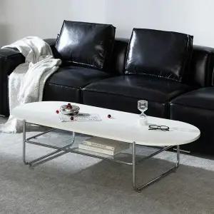 인터데코 감각적인 화이트 스틸 쇼파테이블 150cm (타원)TP1116