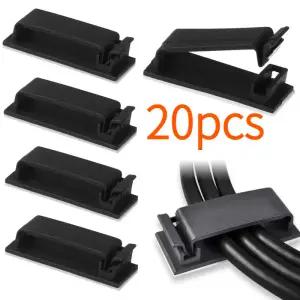 자체 접착식 와이어 홀더 정리기 케이블 클램프 코드 관리 테이블 데스크 보관 전기 장비 용품 고정 클립