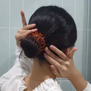 포니 올림머리 만두핀 똥머리집게핀 오렌지