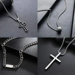 (보리별) 남자 목걸이 써지컬 체인목걸이 십자가 포인트 모던 시크