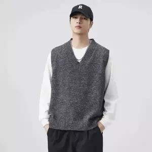니트 조끼 남자브이넥니트 브이넥 민소매 솔리드 나시 ible1