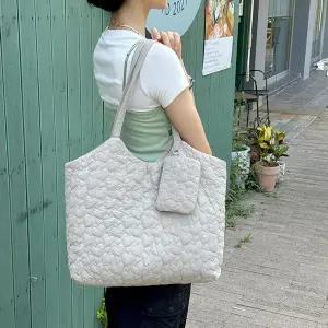 [하프클럽/]퀼팅 토트백 숄더 파우치 세트 캐주얼 데일리 가방