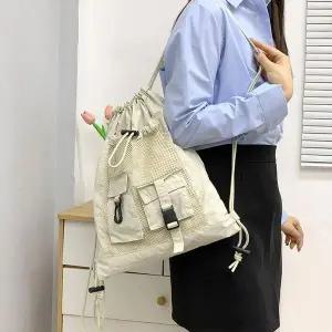 [하프클럽/]여성 스트링 유틸리티 백팩 메쉬포켓 캐주얼 가방