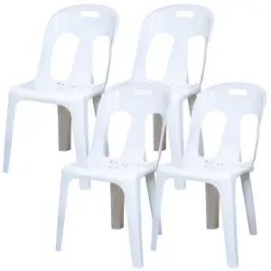 포장마차 포차 보조 플라스틱 행사 흰색 의자 간이 야외 4호 국산 편의점 4개 등받이 학교