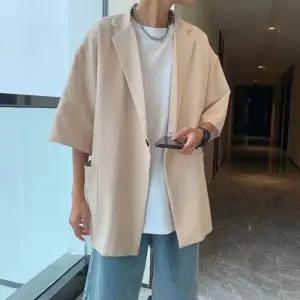 미니 캐주얼 여름 남자정장자켓 정장 자켓 솔리드 상의 반팔 포트 코트 ible2