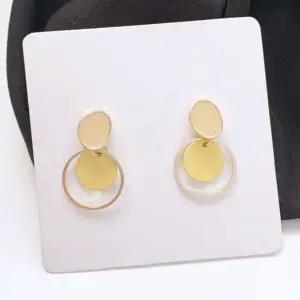 [하프클럽/]실버925 그로시 원형 골드 귀걸이 이어링 은침