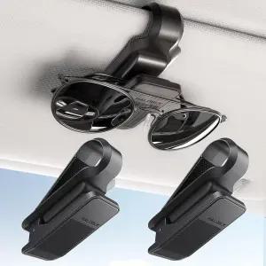 자동차용 한 손 조작 선글라스 홀더 유니버설 방지 있는 2팩 미끄럼 패드가 바이저 실리콘 클립