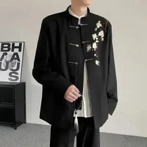 키체샵 남자 빈티지 자켓 목련화 봄가을 코트 트렌드 정장 자수 HO3