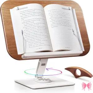 WODTILIFE 독서용 책꽂이 360 회전 받침대가 패널 태블릿용 잡지 노트북 레시피 교과서 요리책꽂이