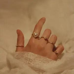 [옷자락]여자 데일리 레이어드 진주 하트 반지