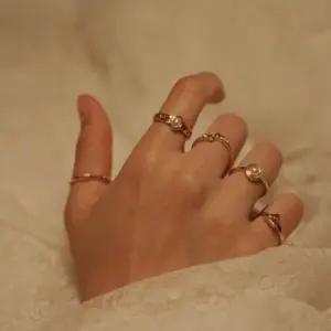 [옷자락]여자 데일리 레이어드 진주 패션반지 세트