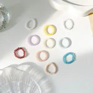 [옷자락]여자 호마이카 비즈 미니멀 레이어드 반지