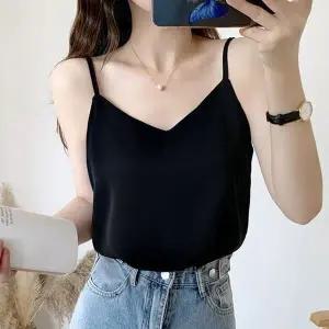 [하프클럽/]여자 브이넥 나시 티 여성 끈 민소매 티셔츠